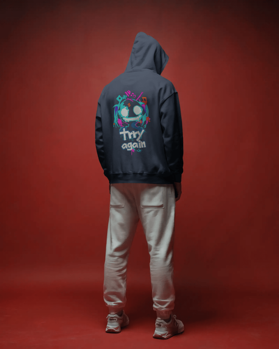 Hoodie "Try Hard" - Glitch Collection - TM SignatureHoodie "Try Hard" - Glitch CollectionHoodieTM SignatureNavy BlueXSCotton
