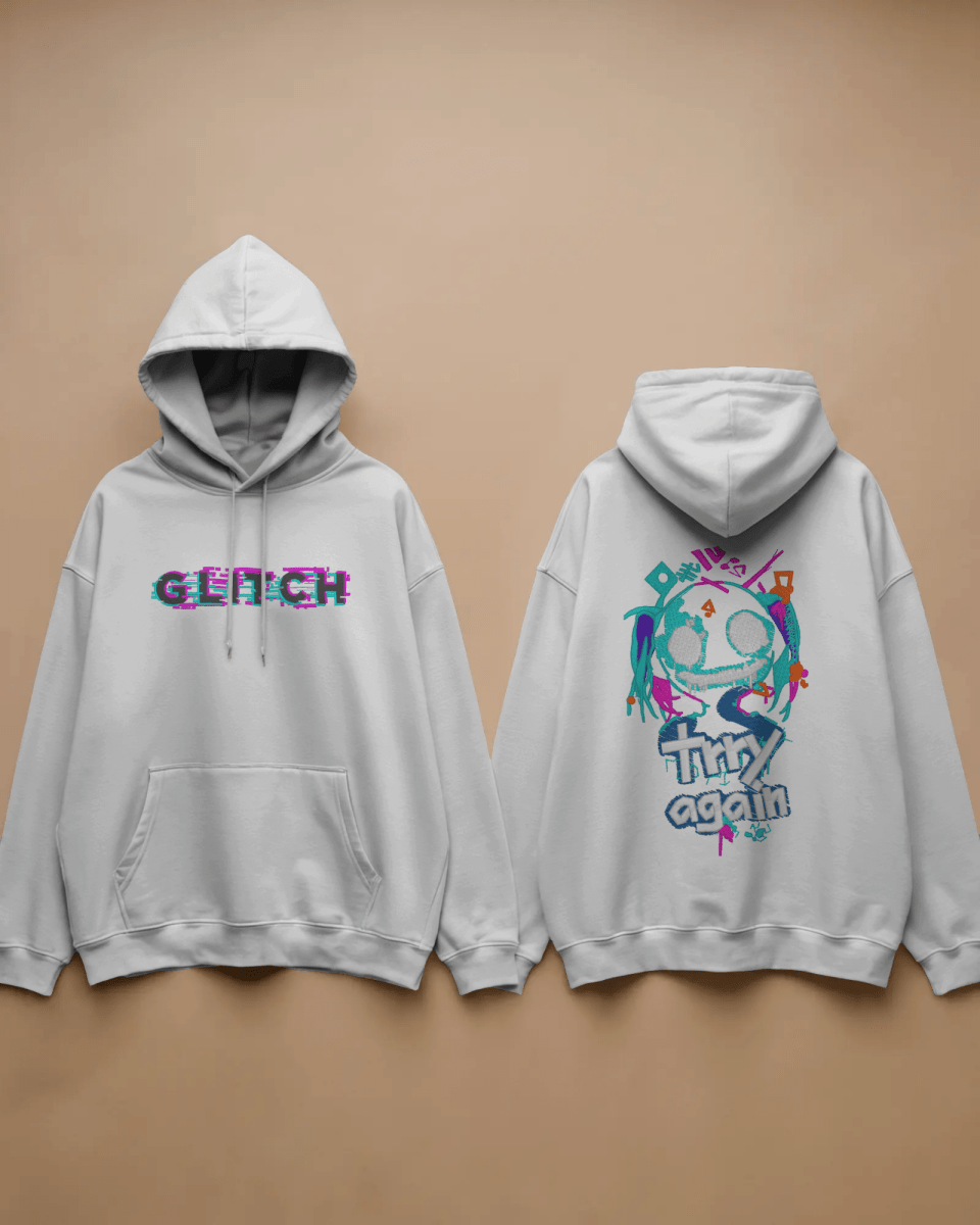 Hoodie "Try Hard" - Glitch Collection - TM SignatureHoodie "Try Hard" - Glitch CollectionHoodieTM SignatureWhiteXSCotton