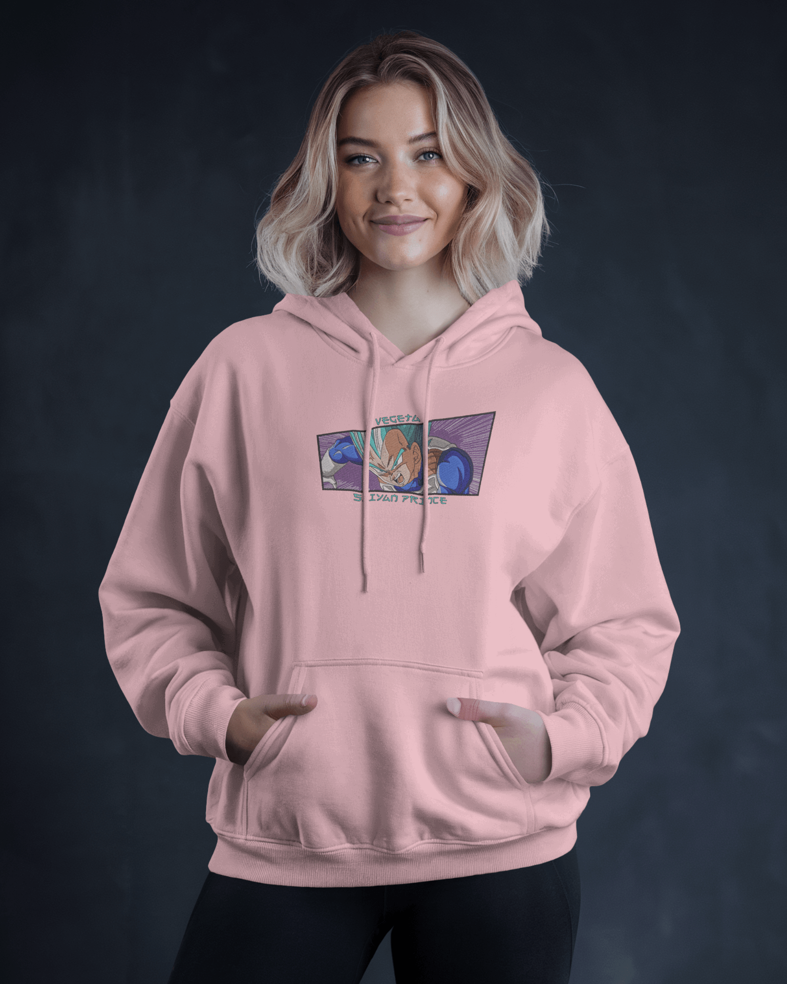 Hoodie Vegeta Saiyan Prince Embroidered Design - TM SignatureHoodie Vegeta Saiyan Prince Embroidered DesignHoodieTM SignaturePinkXSCotton