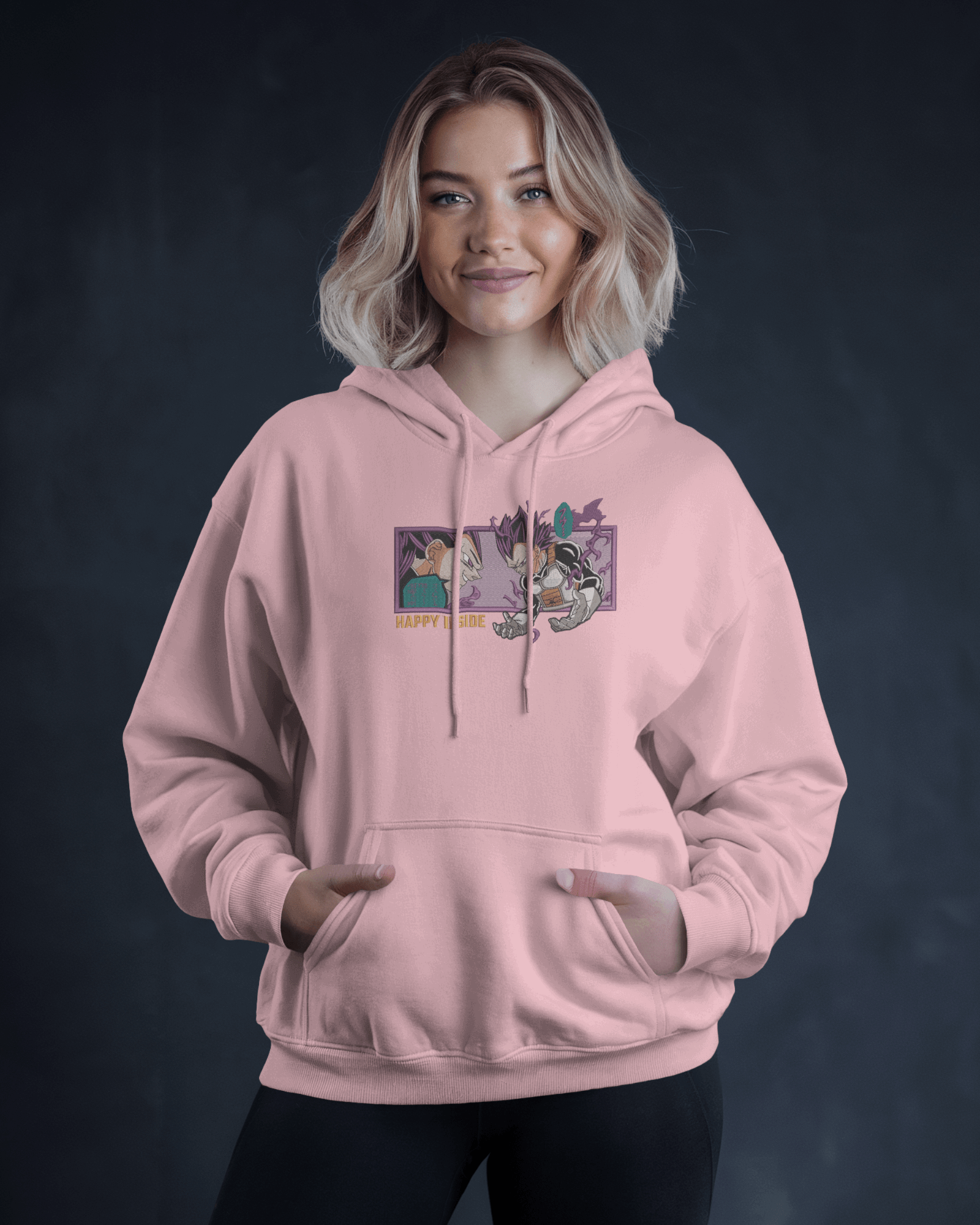 Hoodie Vegeta Ultra Ego Embroidered Design - TM SignatureHoodie Vegeta Ultra Ego Embroidered DesignHoodieTM SignaturePinkXSCotton