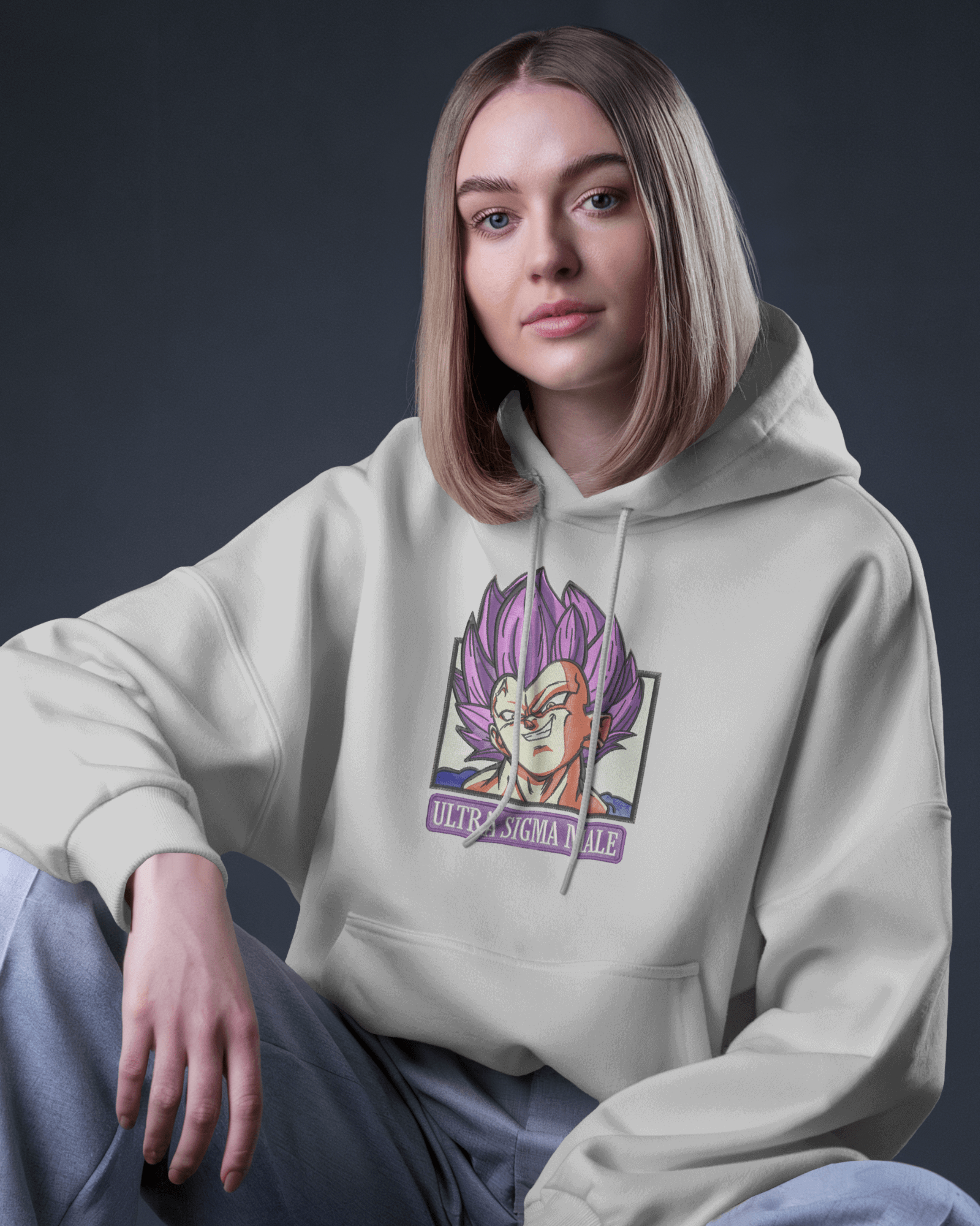 Hoodie Vegeta Ultra Sigma Premium Embroidered Design - TM SignatureHoodie Vegeta Ultra Sigma Premium Embroidered DesignHoodieTM SignatureSilverXSCotton