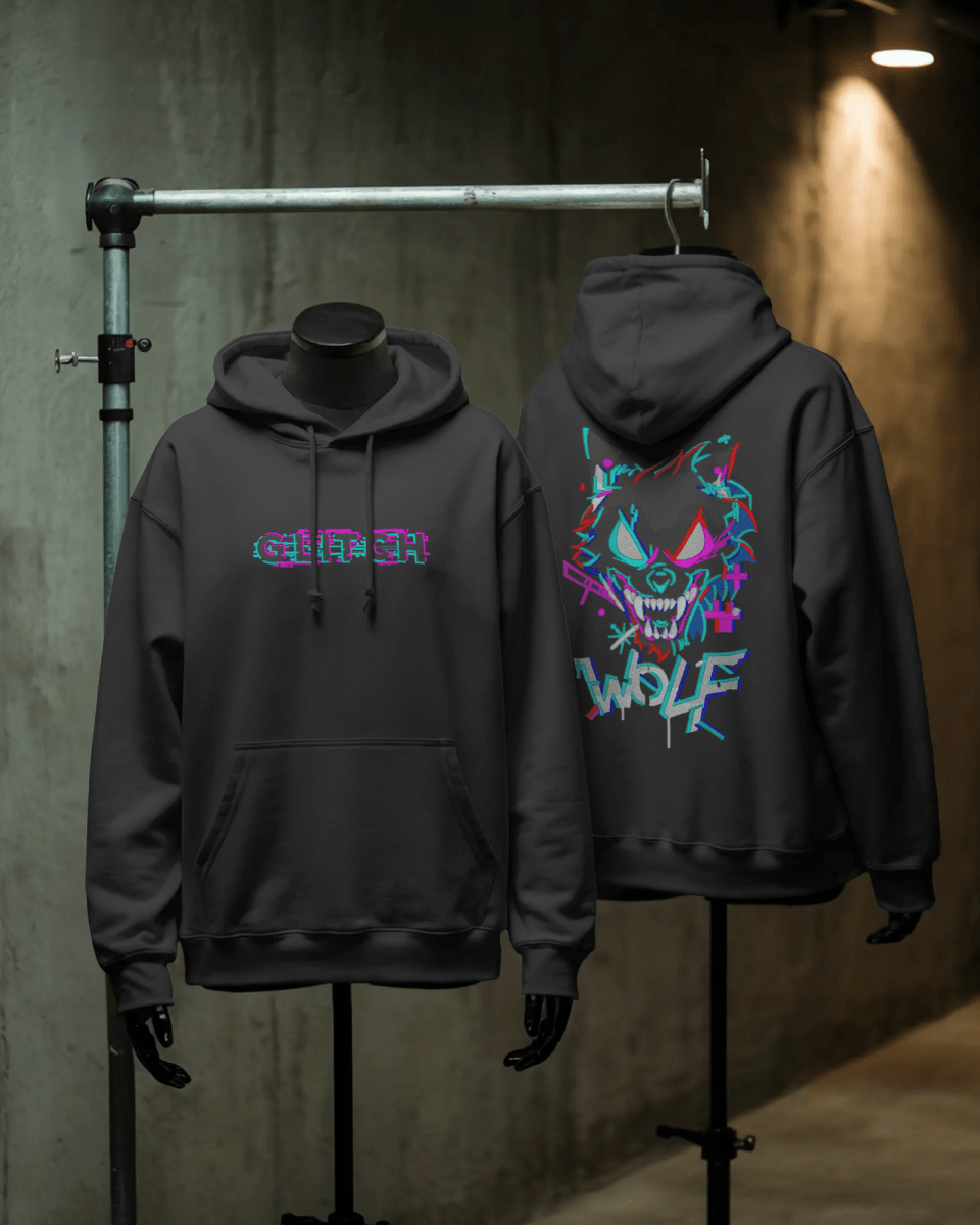 Hoodie "Wolf" - Glitch Collection - TM SignatureHoodie "Wolf" - Glitch CollectionHoodieTM SignatureBlackXSCotton