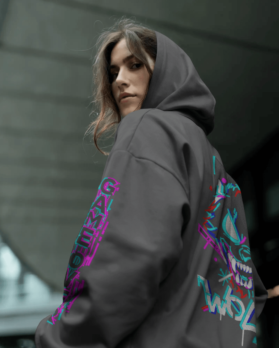 Hoodie "Wolf" - Glitch Collection - TM SignatureHoodie "Wolf" - Glitch CollectionHoodieTM SignatureDark GrayXSCotton