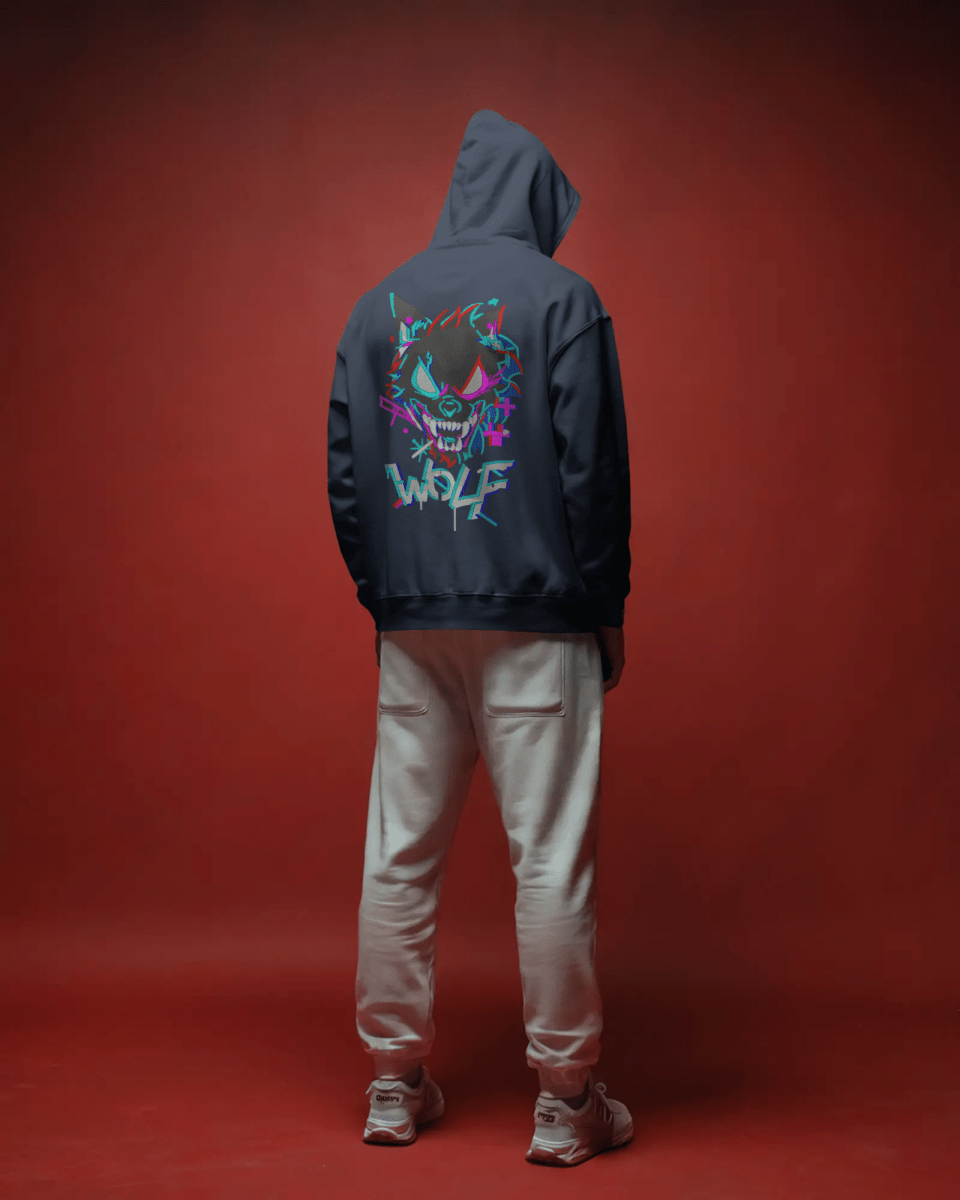 Hoodie "Wolf" - Glitch Collection - TM SignatureHoodie "Wolf" - Glitch CollectionHoodieTM SignatureNavy BlueXSCotton