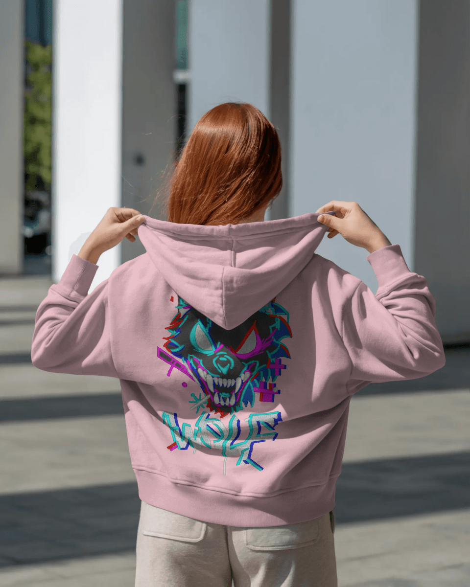 Hoodie "Wolf" - Glitch Collection - TM SignatureHoodie "Wolf" - Glitch CollectionHoodieTM SignaturePinkXSCotton