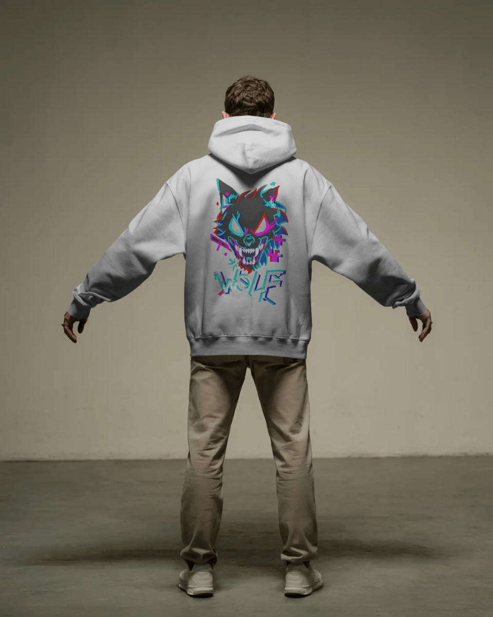 Hoodie "Wolf" - Glitch Collection - TM SignatureHoodie "Wolf" - Glitch CollectionHoodieTM SignatureSilverXSCotton