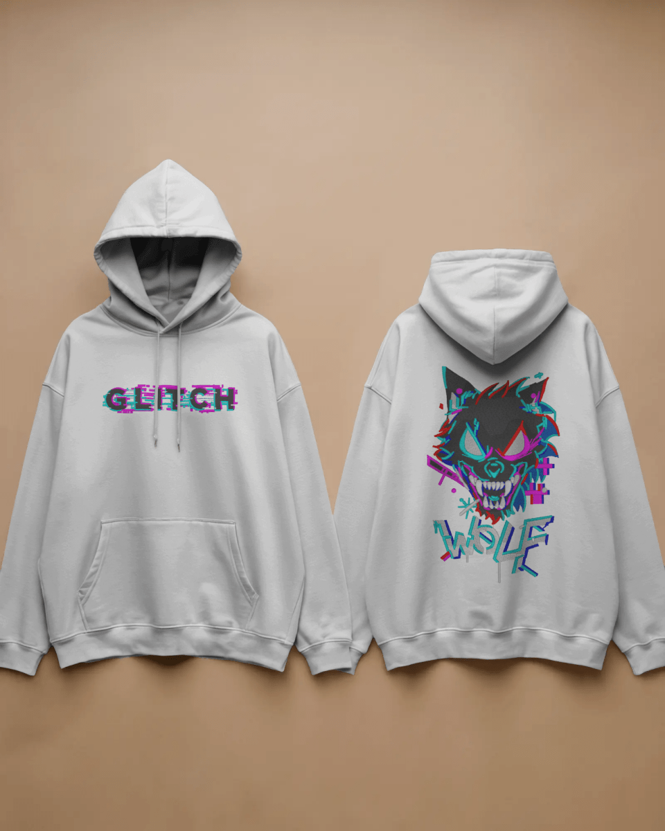 Hoodie "Wolf" - Glitch Collection - TM SignatureHoodie "Wolf" - Glitch CollectionHoodieTM SignatureWhiteXSCotton