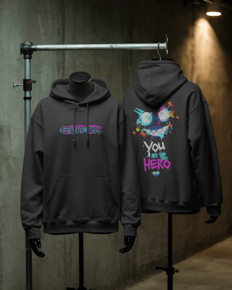 Hoodie "You Are The Hero" - Glitch Collection - TM SignatureHoodie "You Are The Hero" - Glitch CollectionHoodieTM SignatureBlackXSCotton