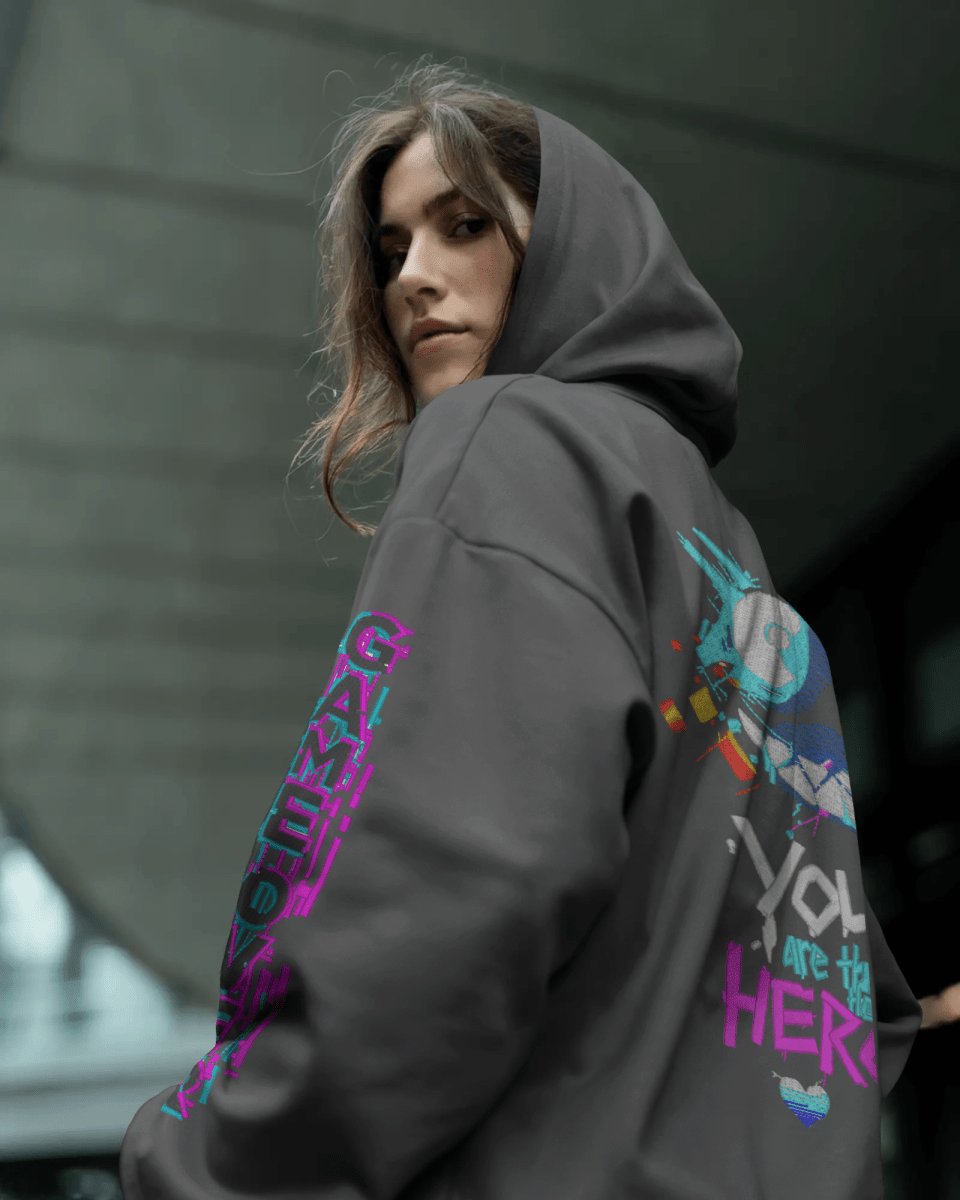 Hoodie "You Are The Hero" - Glitch Collection - TM SignatureHoodie "You Are The Hero" - Glitch CollectionHoodieTM SignatureDark GrayXSCotton