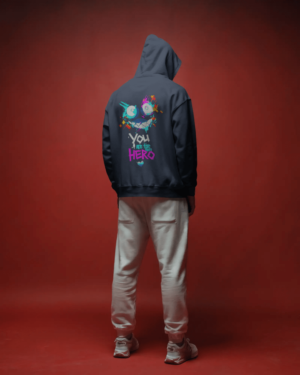 Hoodie "You Are The Hero" - Glitch Collection - TM SignatureHoodie "You Are The Hero" - Glitch CollectionHoodieTM SignatureNavy BlueXSCotton