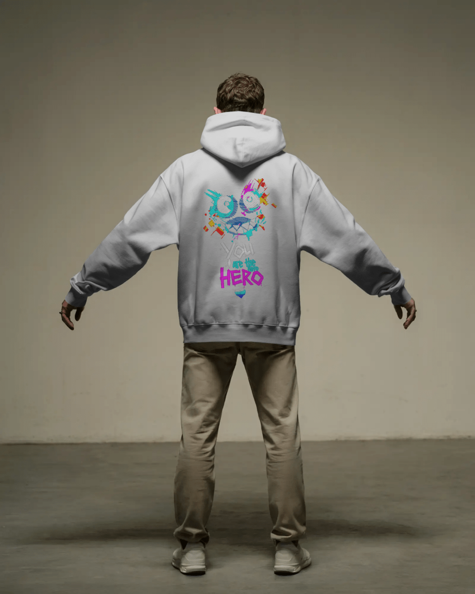 Hoodie "You Are The Hero" - Glitch Collection - TM SignatureHoodie "You Are The Hero" - Glitch CollectionHoodieTM SignatureSilverXSCotton