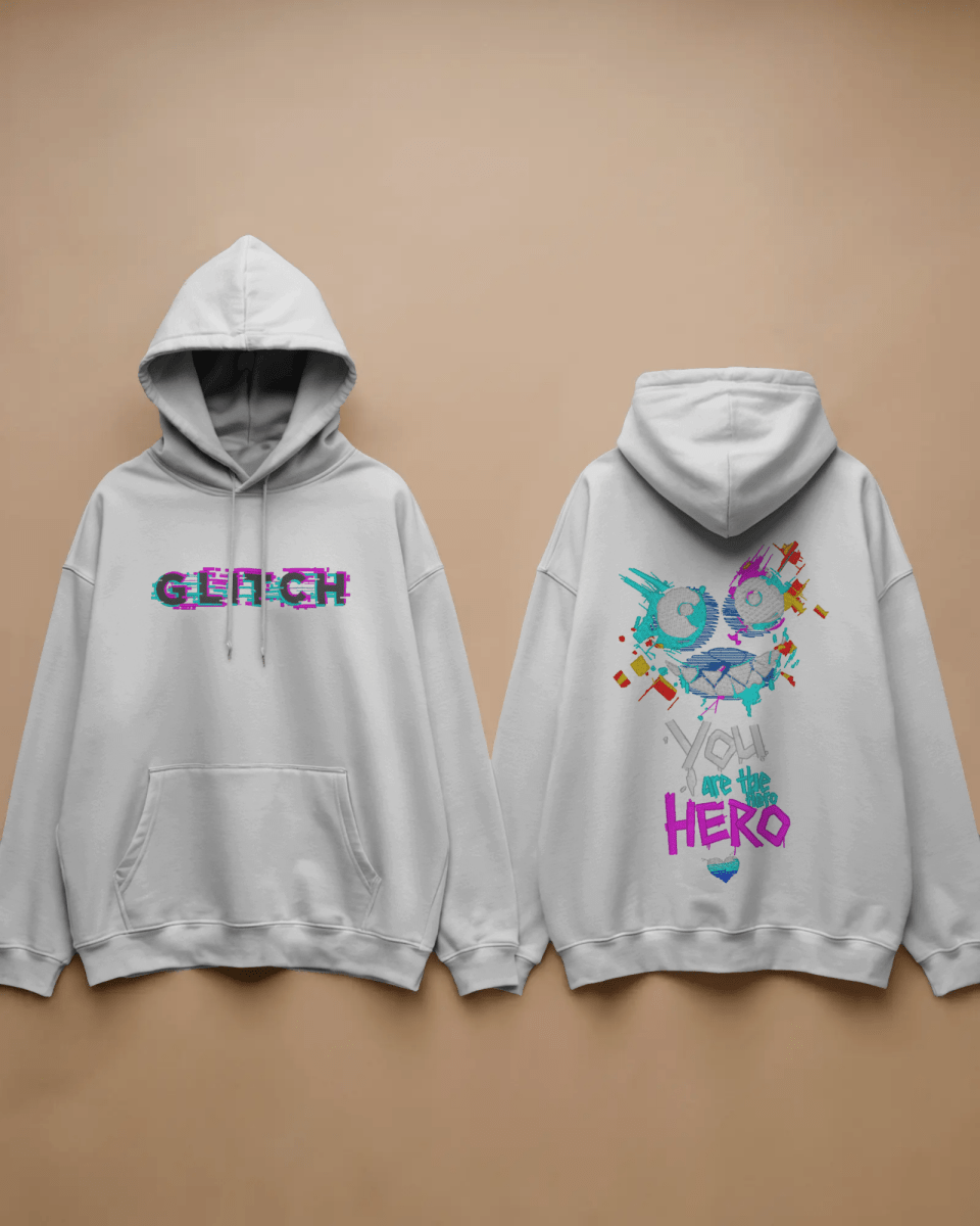 Hoodie "You Are The Hero" - Glitch Collection - TM SignatureHoodie "You Are The Hero" - Glitch CollectionHoodieTM SignatureWhiteXSCotton