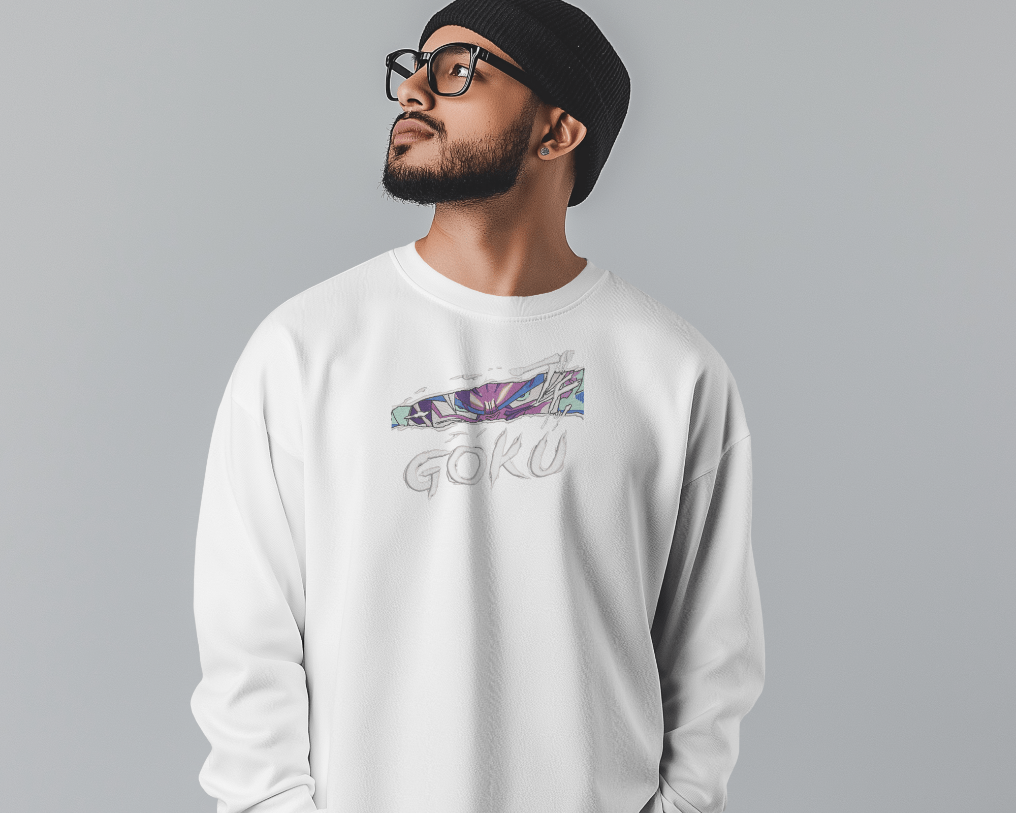 Sweater Goku Embroidered Design - TM SignatureSweater Goku Embroidered DesignSweatersTM SignatureWhiteXSCotton