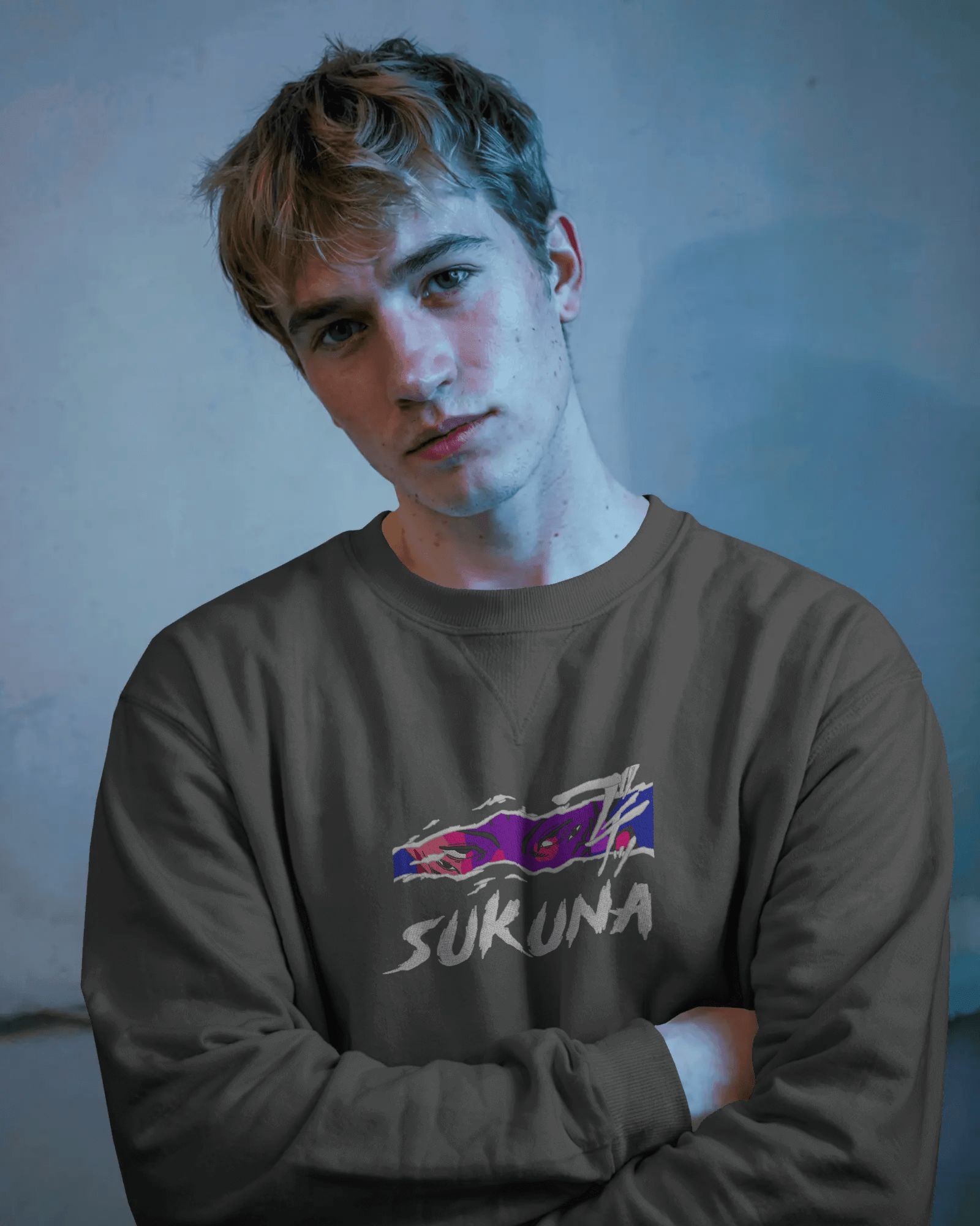 Sweater Sukuna Embroidered Design - TM SignatureSweater Sukuna Embroidered DesignSweatersTM SignatureGrayXSCotton