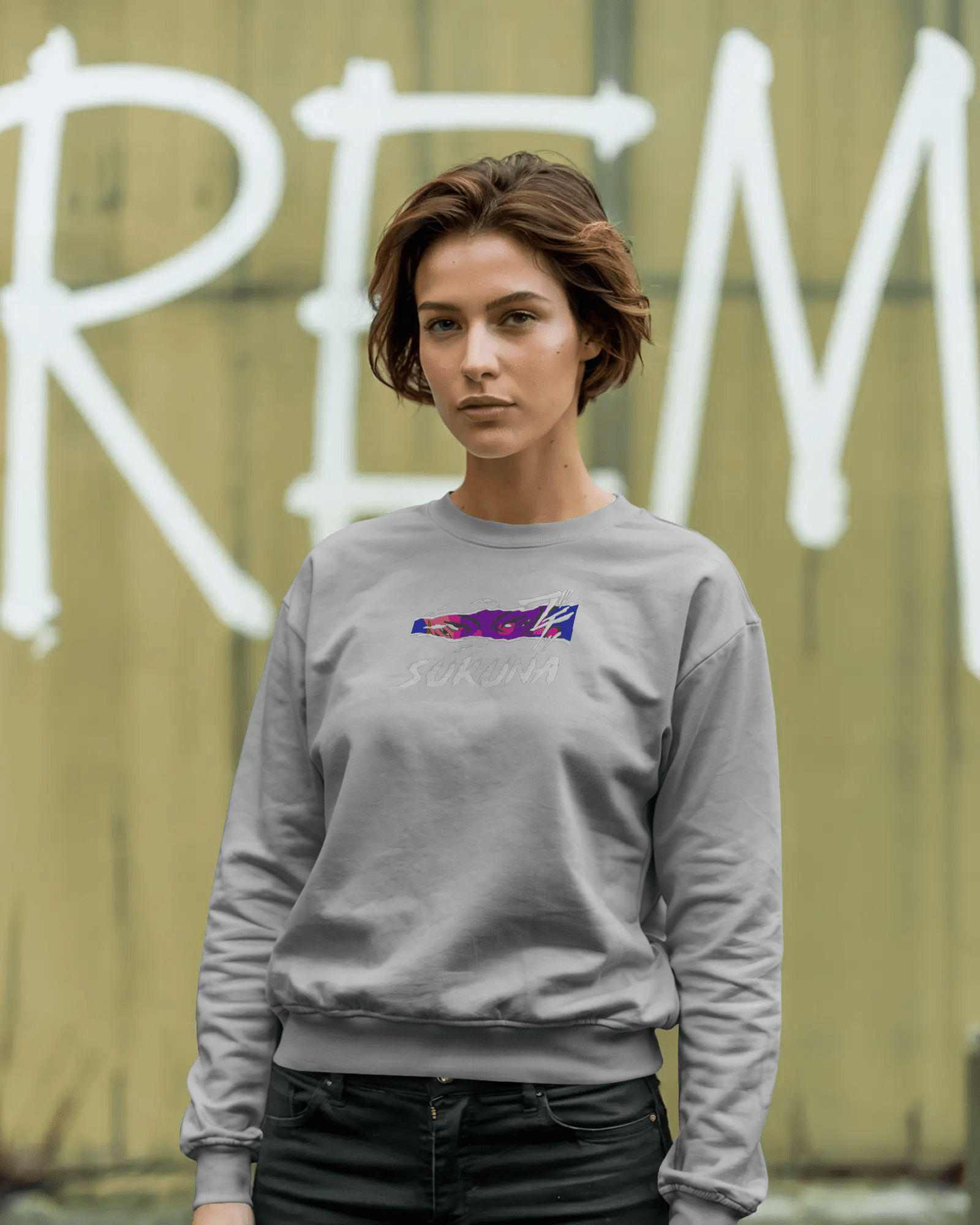 Sweater Sukuna Embroidered Design - TM SignatureSweater Sukuna Embroidered DesignSweatersTM SignatureSilverXSCotton